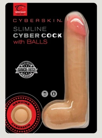 Topco Cyberskin Slimline Cyber Cock with Balls Dual Density Dildo - Realistic Dildos
