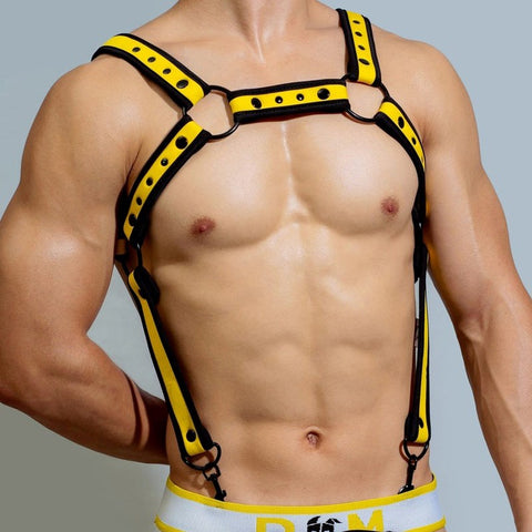 BDStyle D.M Neoprene Chest Harness with Suspenders Adjustable Neoprene - Cuffs And Restraints