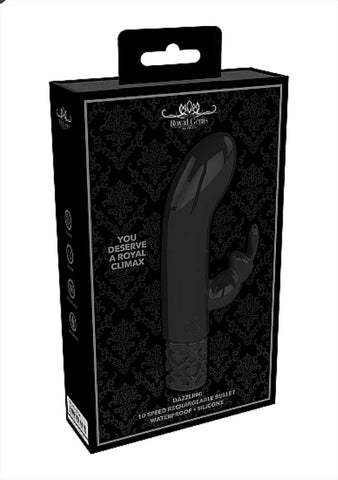 Shots Toys Dazzling Rechargeable Silicone Bullet Black Clitoral Vibrator - Rabbit Vibrators