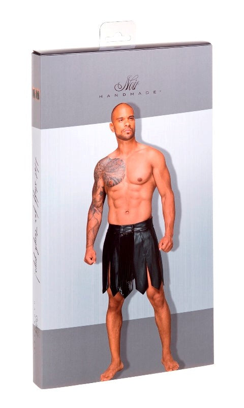 Noir Handmade DECADENCE Eco Leather Mens Gladiator Skirt PVC Pleats S Gladiator - - His Fetish