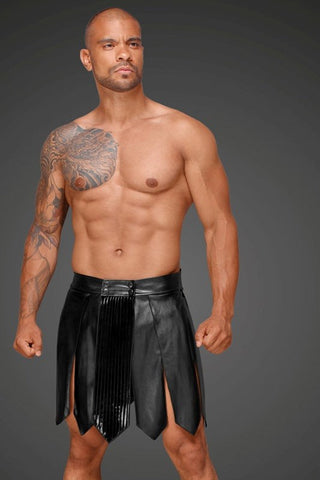 Noir Handmade DECADENCE Eco Leather Mens Gladiator Skirt PVC Pleats S Gladiator - His Fetish