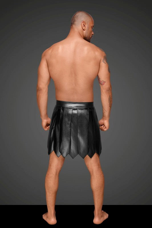Noir Handmade DECADENCE Eco Leather Mens Gladiator Skirt PVC Pleats S Gladiator - - His Fetish