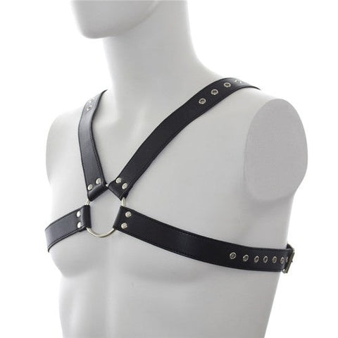 BDStyle Deluxe Faux Leather Chest Harness with Adjustable O Ring Design - Cuffs and Restraints