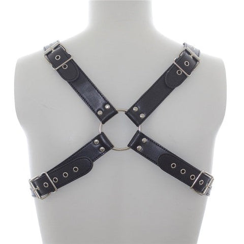BDStyle Deluxe Faux Leather Chest Harness with Adjustable O Ring Design - Cuffs and Restraints