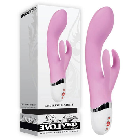 Evolved Devilish Rabbit Vibrator with G Spot Curve and Clitoral Stimulation - Rabbit Vibrators