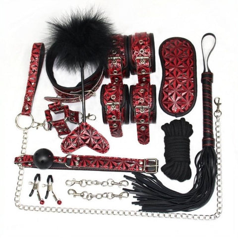 BDStyle Diamond Pattern Plush Bondage Kit Weekend Ready Play with Restraints - Bondage Kits