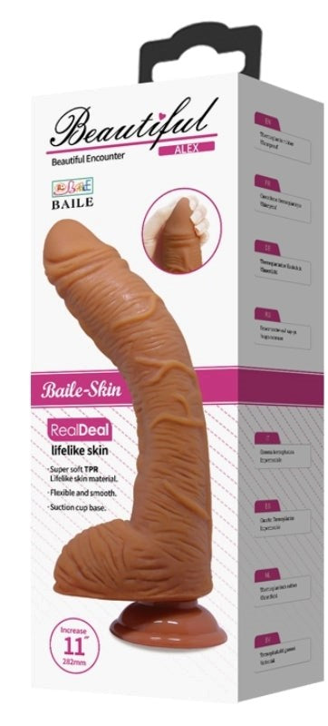 Baile Dildo Alex Light Brown 8 Inch Realistic with Suction Cup Base - - Realistic Dildos