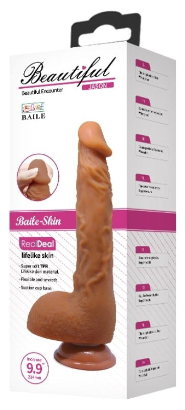 Baile Dildo Jason Light Brown Realistic Design with Suction Cup Base - - Realistic Dildos