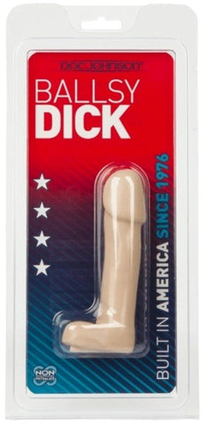 Doc Johnson Ballsy 4.5 Inch Realistic Dick White Dildo with Ball Base - Realistic Dildos