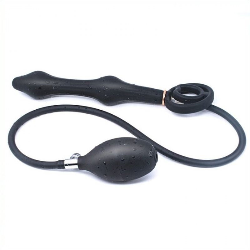 BDStyle Double Rolling Ball Inflatable Anal Plug with Pressure Control - - Inflatable Dildos and Vibrators