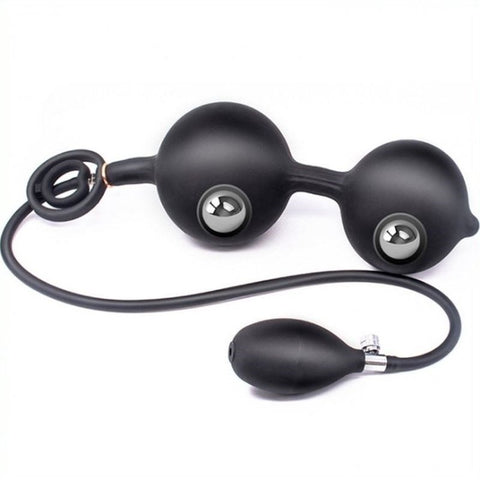 BDStyle Double Rolling Ball Inflatable Anal Plug with Pressure Control - Inflatable Dildos and Vibrators