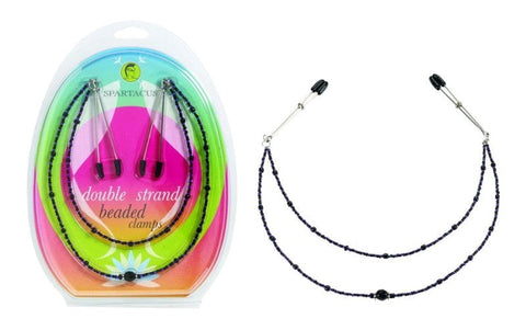 Spartacus Enterprises Double Strand Deluxe Beaded Clamps Purple Adjustable - Nipple and Clit Clamps