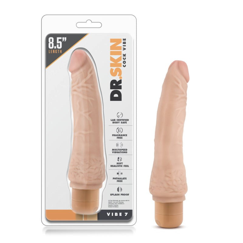 Blush Novelties Dr. Skin Vibe 7 Waterproof Vibrating Dildo 8.5 Inch TPE - - Vibrating Dildos