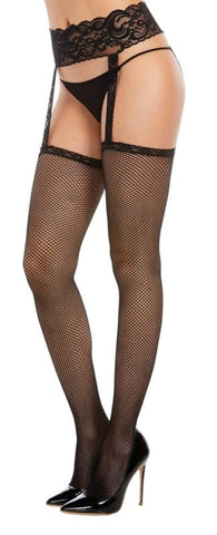 Dream Girl Lingerie Captivating Fishnet Garter Hose Timeless Elegance - Hosiery