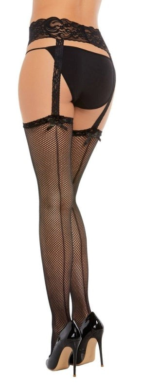 Dream Girl Lingerie Captivating Fishnet Garter Hose Timeless Elegance - - Hosiery