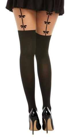 Dream Girl Lingerie Sheer Pantyhose With Bow & Garter Seductive - Hosiery
