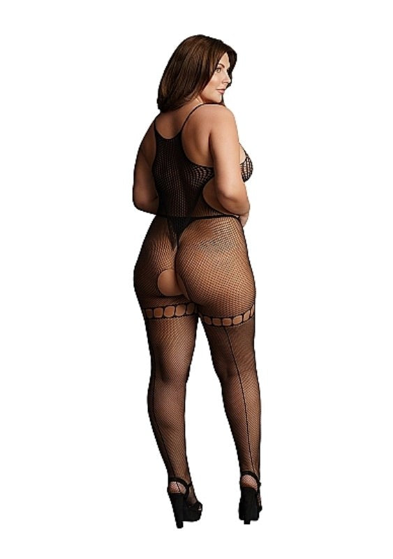 Shots Toys Duo Net High Neck Bodystocking Fishnet and Fence Net Design - - Body Stockings