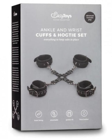 Easytoys Fetish Ankle and Wrist Cuffs and Hogtie Set with Foam Padding - Cuffs and Restraints
