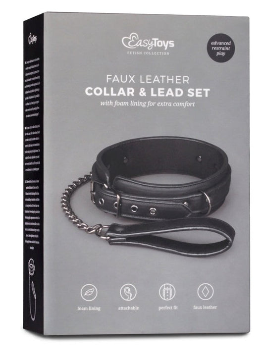 Easytoys Fetish Collar with Leash Adjustable BDSM Power Play - - Collars and Leads