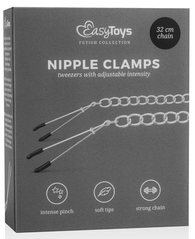 Easytoys Fetish Tweezer Nipple Clamps with Adjustable Steel Construction - Nipple and Clit Clamps