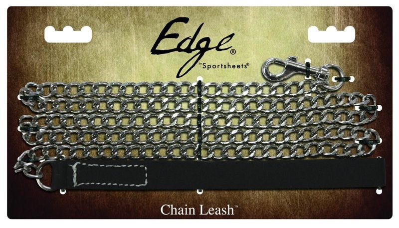 Sportsheets Edge Chain Leash BDSM Control Chain with Leather Handle - - Collars and Leads