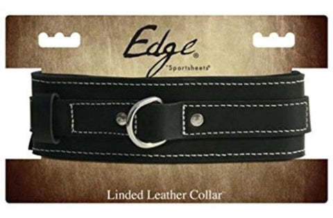 Sportsheets Edge Lined Leather BDSM Play Collar Premium Comfort - Collars and Leads