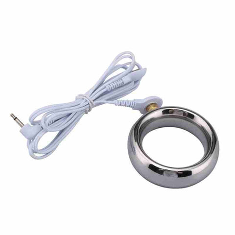 BDStyle Electric Shock Lead Me Stainless Steel Cock Ring with Electrostimulation - Electro Sex