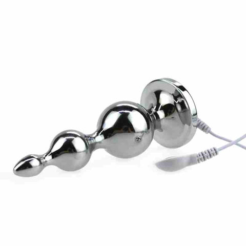 BDStyle Electric Shock Metal Anal Plug with Harness Electrostimulation - Electro Sex