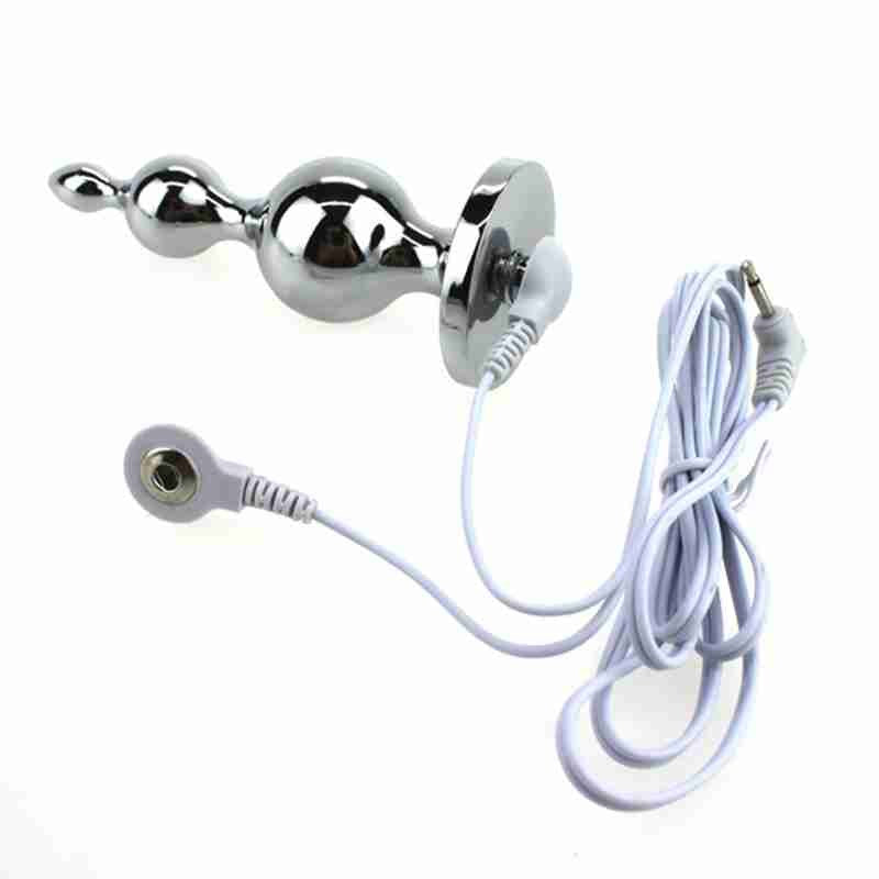 BDStyle Electric Shock Metal Anal Plug with Harness Electrostimulation - Electro Sex