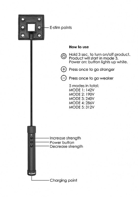 Shots Toys Electroshock E Stim Crop Wireless BDSM Impact Play - - Electro Sex