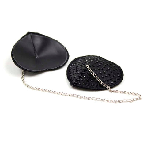 Ella Bidoe Encrusted Heart Shaped Nipple Pasties Black Rhinestones - Fancy Dress Ups