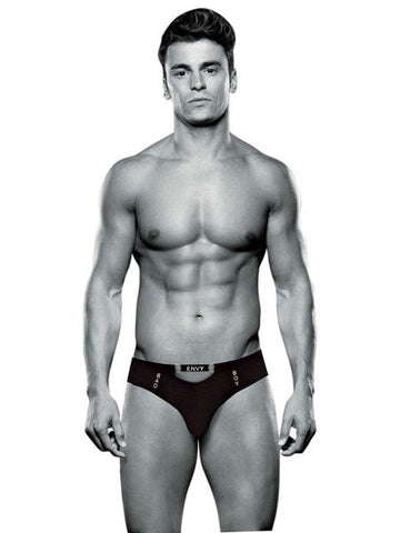 Envy Menswear Captivating Bad Boy Thong Black Contoured Pouch Design - Jocks and G-Strings