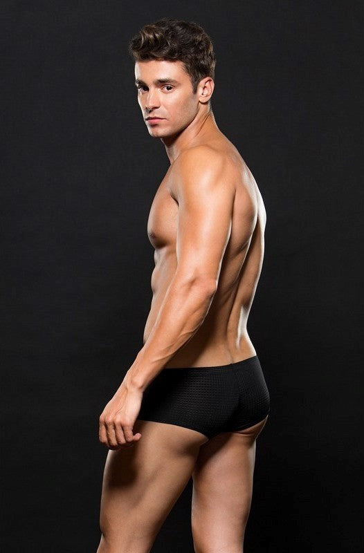 Envy Menswear Microfiber Black Waffle Trunk L/XL Premium Comfort - Jocks and G-Strings
