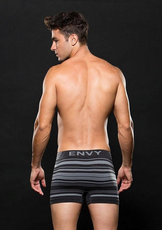 Envy Menswear Seamless Trunk Grey Stripes Logo M/L Seamless Comfort Design - Jocks and G-Strings