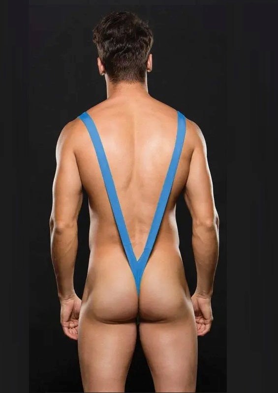 Envy Menswear Slingshot Mankini Blue Stretchy Minimal Coverage Party - - His Fetish