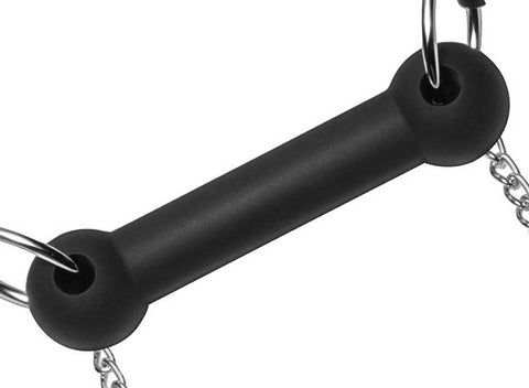 XR Brands Equine Silicone Bit Gag With Nipple Clamps for BDSM Control - Nipple and Clit Clamps