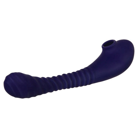 Evolved Bendable Clitoral Sucker Blue Dual Stimulation Vibrator - Clit Ticklers and Pulsators