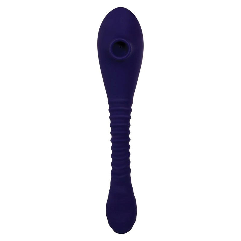 Evolved Bendable Clitoral Sucker Blue Dual Stimulation Vibrator - - Clit Ticklers and Pulsators