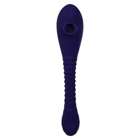 Evolved Bendable Clitoral Sucker Blue Dual Stimulation Vibrator - Clit Ticklers and Pulsators