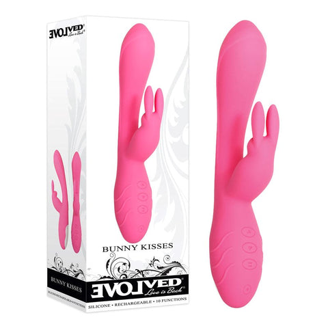 Evolved Bunny Kisses Pink Dual Motor Rabbit Vibrator with Independent Controls - Rabbit Vibrators