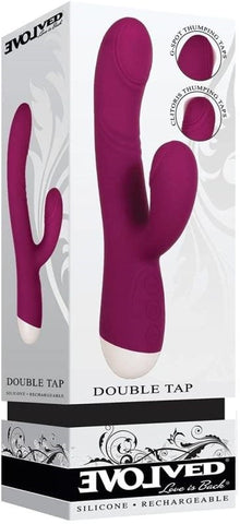 Evolved Double Tap Dual Stimulation Thrusting Vibrator with Clitoral Wings - Rabbit Vibrators