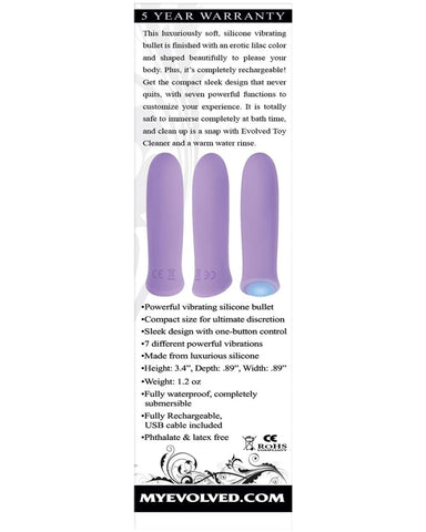 Evolved Purple Haze Rechargeable Bullet Vibrator 7 Vibration Patterns - Bullet Vibrators