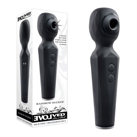Evolved Rainbow Sucker Wand Vibrator with 10 Patterns and Suction Base - Body Wands