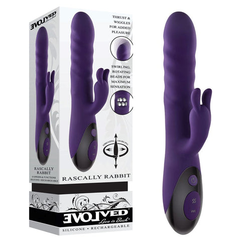 Evolved RASCALLY RABBIT 10 Powerful Functions Waterproof & Rechargeable Vibrator - Rabbit Vibrators
