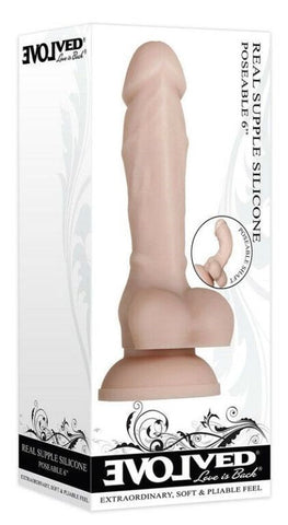 Evolved Real Supple Silicone Poseable 6 inch Dildo with Bendable Core - Realistic Dildos