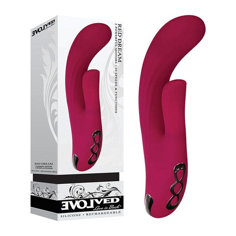 Evolved Red Dream Vibrator 10 Mode Dual Stimulation Experience - Rabbit Vibrators