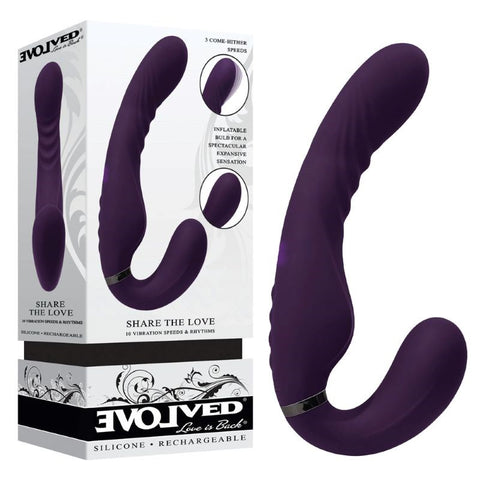 Evolved Share The Love Inflatable Vibrating Strapless Strap On - Strap On Sextoys
