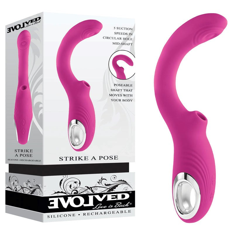 Evolved Strike A Pose Suction Vibrator Pink Clitoral Stimulation - - G-Spot Vibrators
