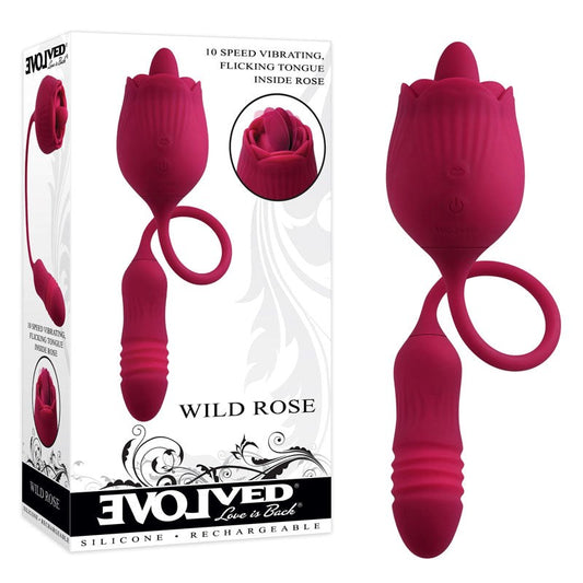 Evolved WILD ROSE - Dual Pleasure Thrusting Bullet and Flicking Tongue - - Personal Massagers
