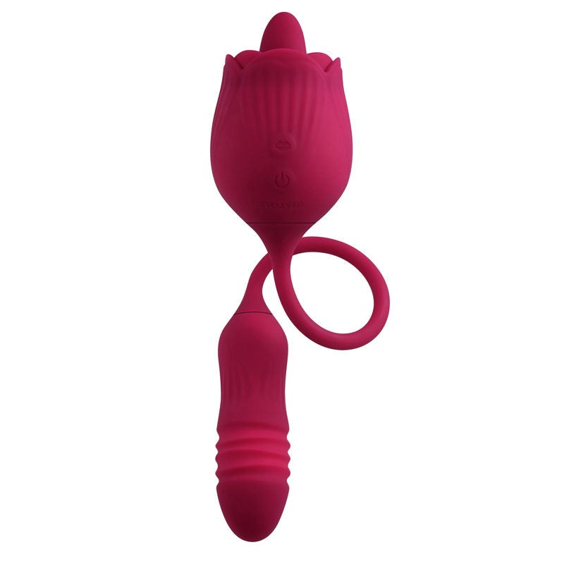 Evolved WILD ROSE - Dual Pleasure Thrusting Bullet and Flicking Tongue - - Personal Massagers